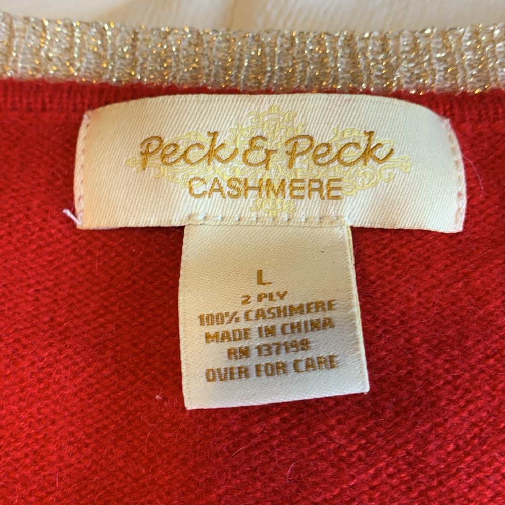 100% Cashmere 2 ply Peck and Peck Red Sweater - Picture 7 of 11